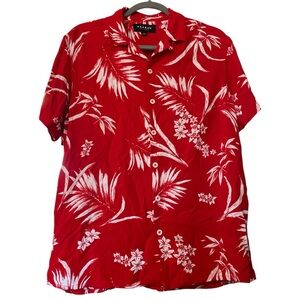 PacSun Red and White Floral Men's Shirt